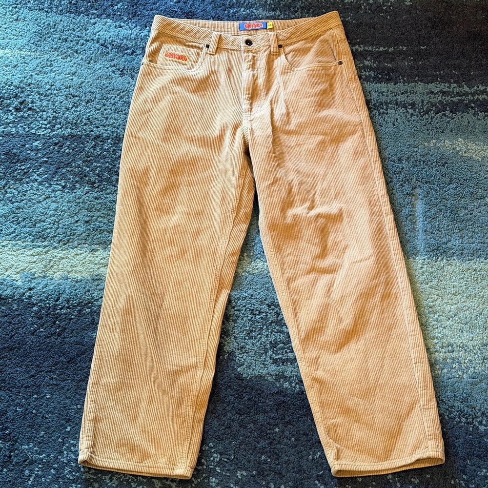 Empyre Baggy Wide Leg Relaxed Fit Pants Corduroy Khaki Skater Grunge Y2K Mens 32